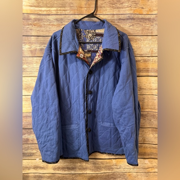 Koos of Course Reversible Quilted Silk Jacket size 2X Blue Red Button Front‎ NWT - Picture 4 of 7